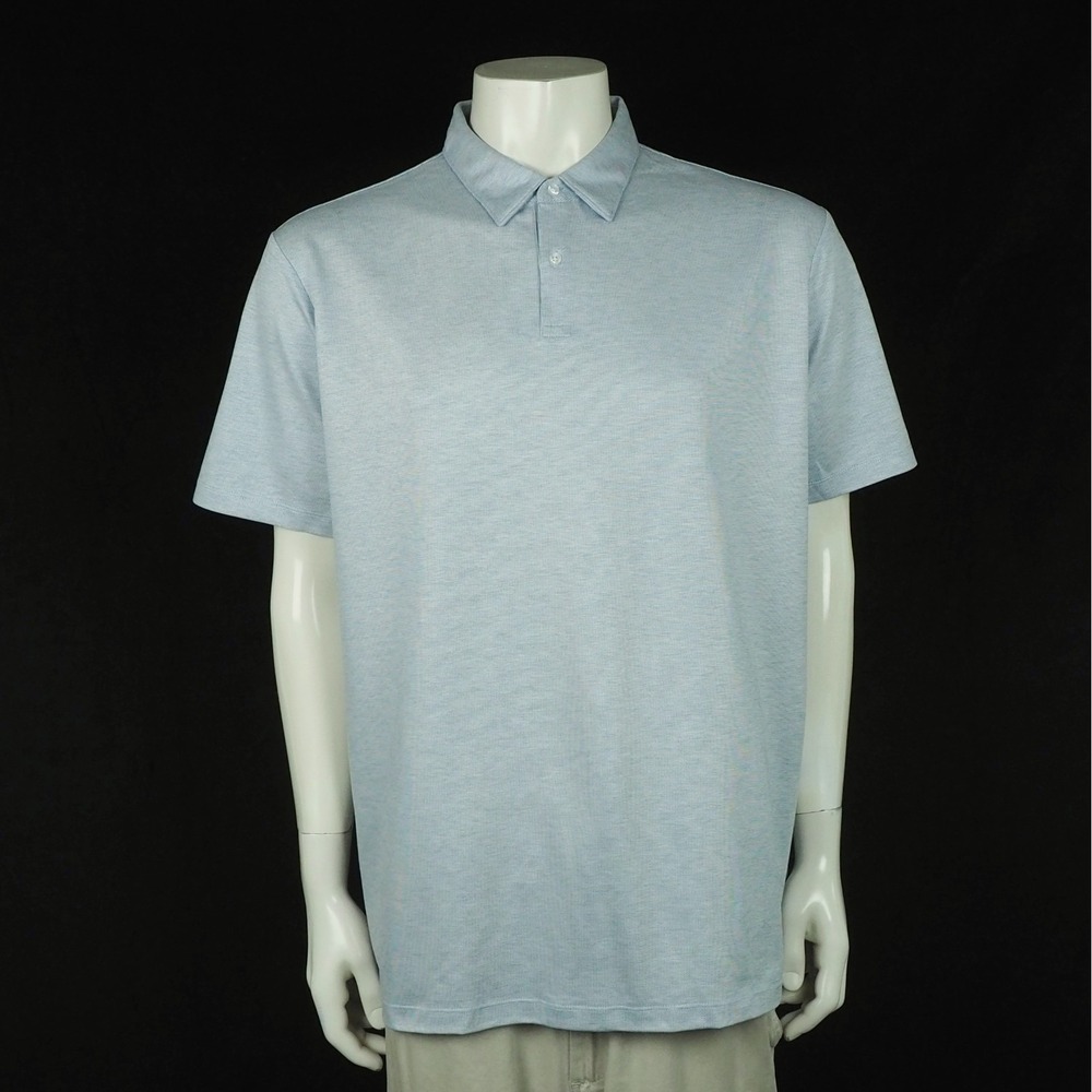 Charles Tyrwhitt Polo Shirt Mens XL Heather Light Blue Golf Casual Cotton Blend